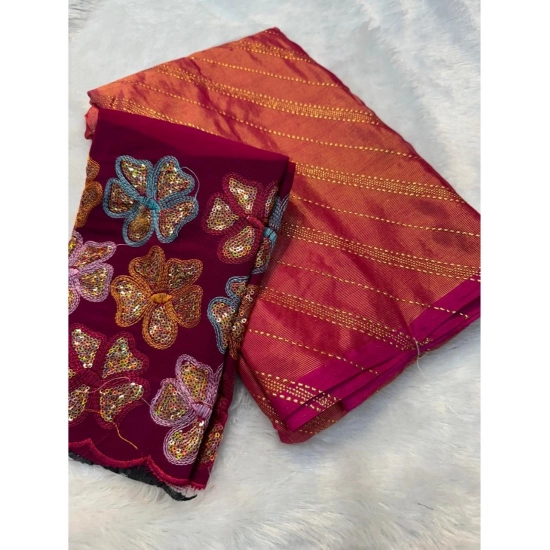 Generic Women's Chiffon Printed Saree With Unstitched Blouse (Pink, 5-5 Mtrs)