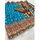 Generic Women's Silk Blend Printed Saree With Unstitched Blouse (Light Blue, 5-5 Mtrs)