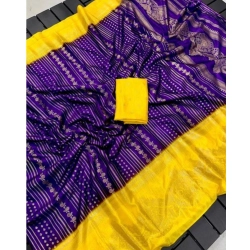 Generic Women's Georgette Printed Saree With Unstitched Blouse (Purple, 5-5 Mtrs)