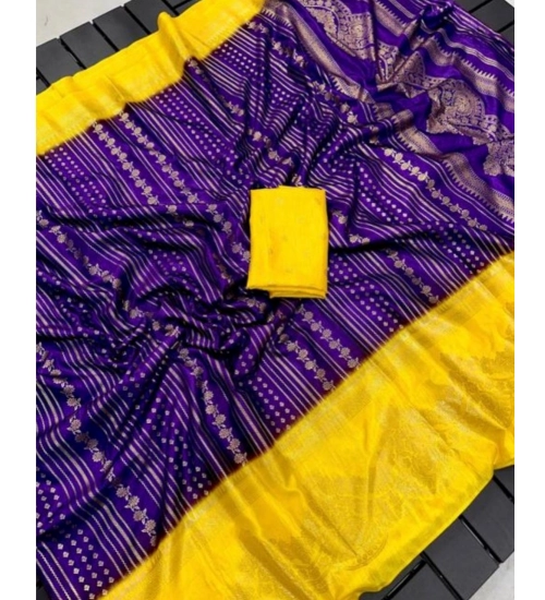 Generic Women's Georgette Printed Saree With Unstitched Blouse (Purple, 5-5 Mtrs)