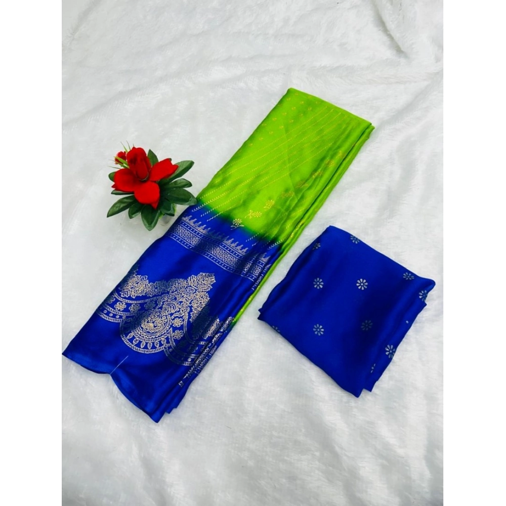 Generic Women's Chiffon Printed Saree With Unstitched Blouse (Green, 5-5 Mtrs)