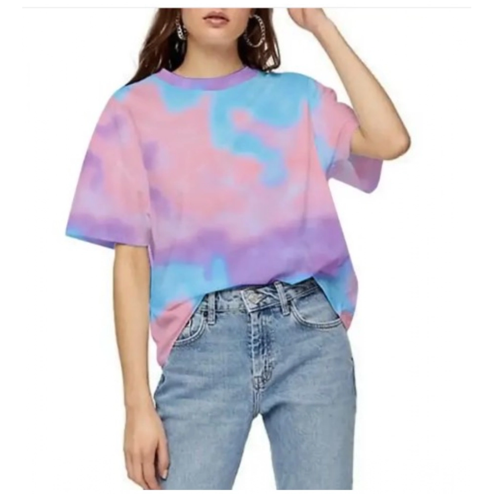 Generic Women's Lycra Printed Round Neck Short Sleeve T-Shirt (Multicolor) Generic Women's Lycra Printed Round Neck Short Sleeve T-Shirt (Multicolor)