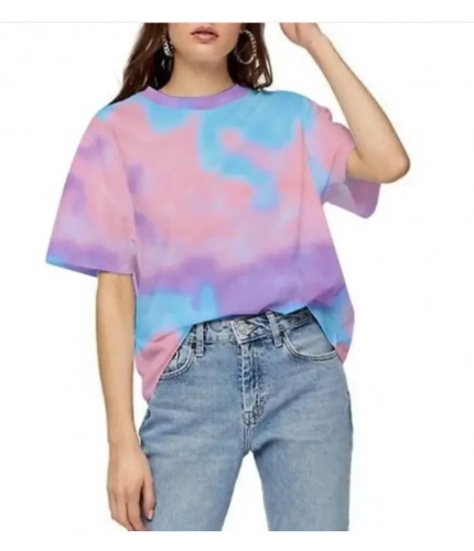 Generic Women's Lycra Printed Round Neck Short Sleeve T-Shirt (Multicolor)