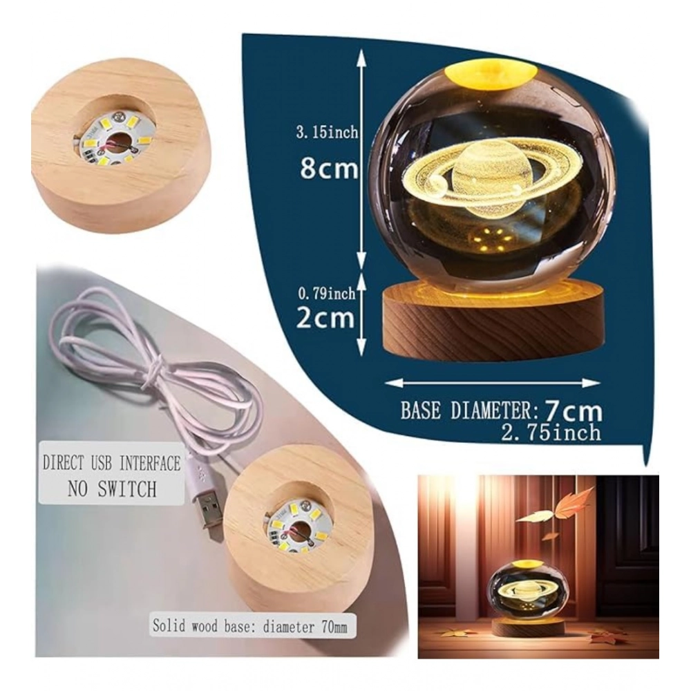 Generic Wood 3D Saturn Crystal Ball Lamp Lamp with USB Powered (Transparent) Generic Wood 3D Saturn Crystal Ball Lamp Lamp with USB Powered (Transparent)