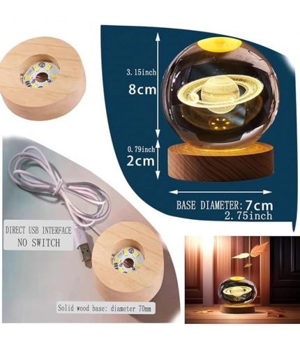 Generic Wood 3D Saturn Crystal Ball Lamp Lamp with USB Powered (Transparent) Generic Wood 3D Saturn Crystal Ball Lamp Lamp with USB Powered (Transparent)