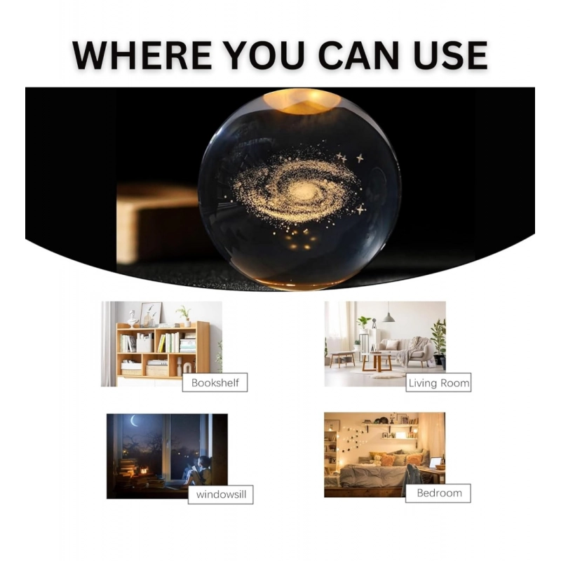Wood 3D Galaxy Crystal Ball Night Lamp LED Wooden for Galaxy Warm White (Transparent) Wood 3D Galaxy Crystal Ball Night Lamp LED Wooden for Galaxy Warm White (Transparent)