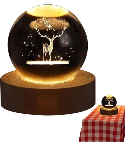 Generic Wood 3D Galaxy Crystal Ball Night Lamp Colorful LED Wooden for Deer (Transparent) Generic Wood 3D Galaxy Crystal Ball Night Lamp Colorful LED Wooden for Deer (Transparent)