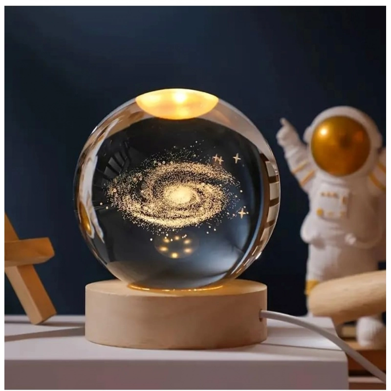 Wood 3D Galaxy Crystal Ball Night Lamp LED Wooden for Galaxy Warm White (Transparent) Wood 3D Galaxy Crystal Ball Night Lamp LED Wooden for Galaxy Warm White (Transparent)