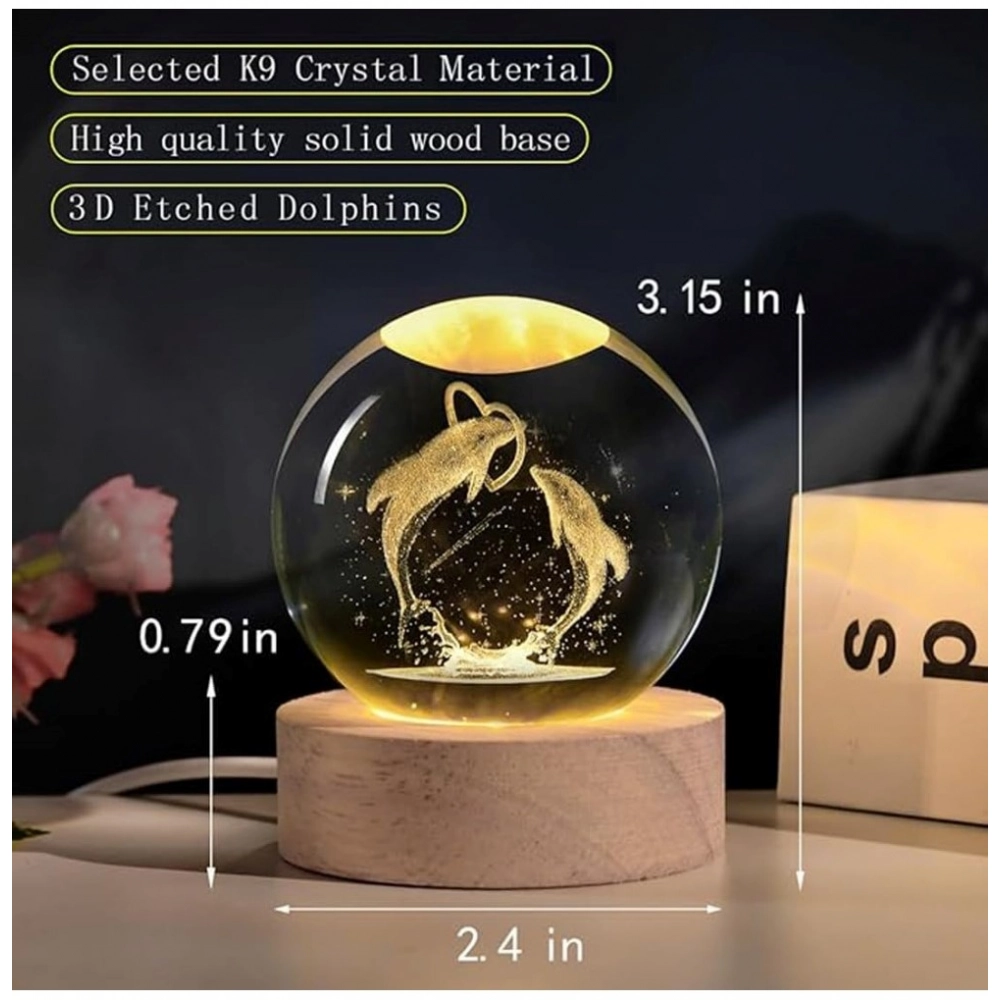 Generic Wood 3D Dolphin Crystal Ball Night Light Dolphin Love (Transparent) Generic Wood 3D Dolphin Crystal Ball Night Light Dolphin Love (Transparent)