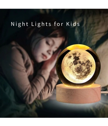 Generic Wood 3D Moon Crystal Ball Night Lamp Colorful LED Wooden for Moon (Transparent) Generic Wood 3D Moon Crystal Ball Night Lamp Colorful LED Wooden for Moon (Transparent)