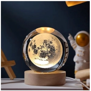 Generic Wood 3D Moon Crystal Ball Night Lamp Colorful LED Wooden for Moon (Transparent)