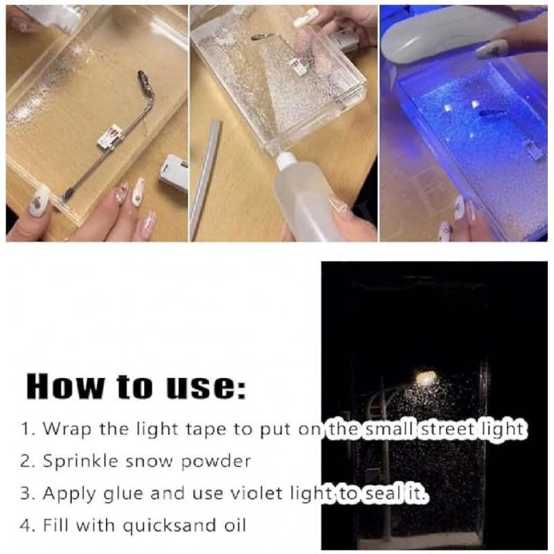 Wood Snowfall Lamp with Street Light Snow lamp (Transparent)