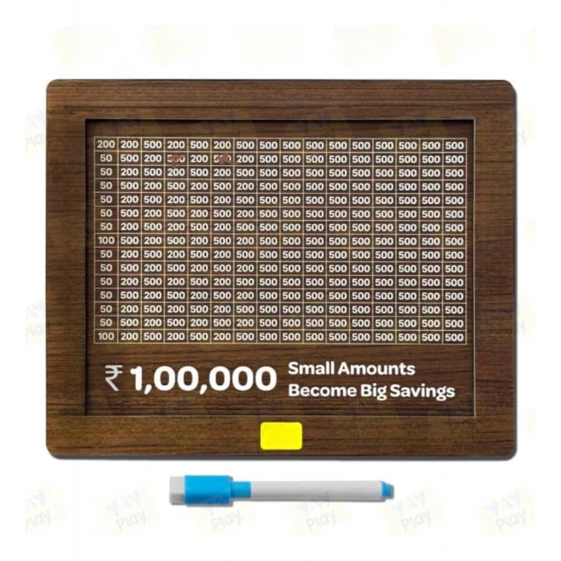 Wood Piggy Bank Wooden Coin Box with Carved Design for Kids (Brown)