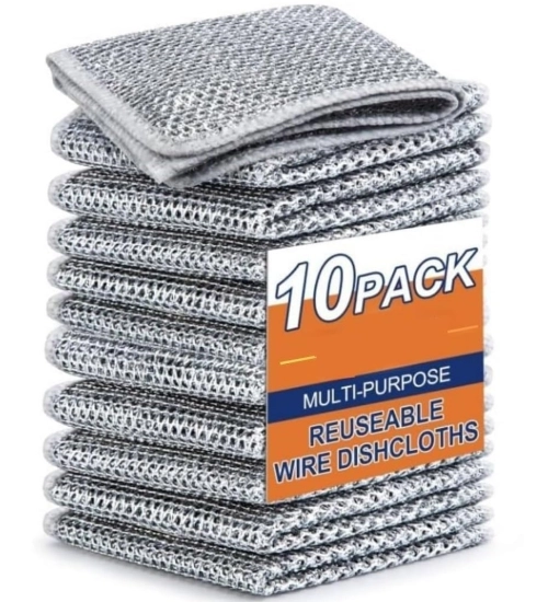 Generic Polyester Two Layer Non Scratch Dish Wash Cloth Pack of 10 (Multicolor)