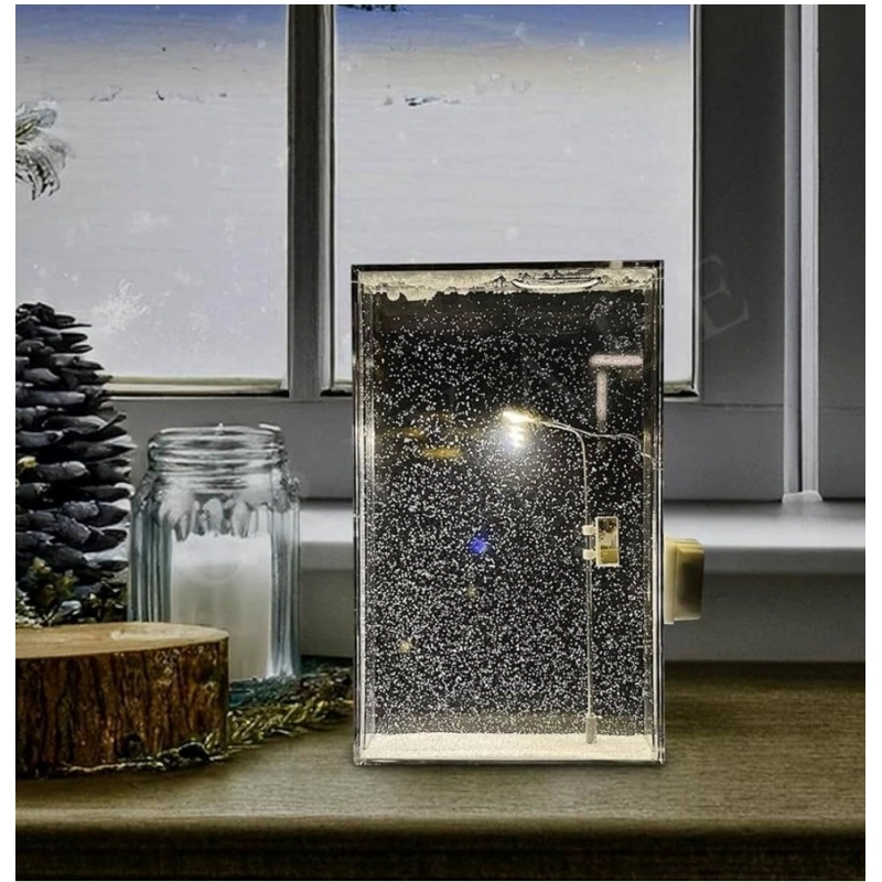 Wood Snowfall Lamp with Street Light Snow lamp (Transparent)