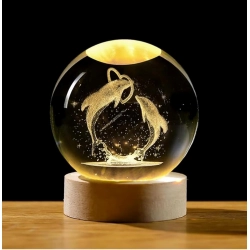 Generic Wood 3D Dolphin Crystal Ball Night Light Dolphin Love (Transparent)