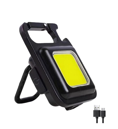 Generic Metal COB Keychain Light,Rechargeable Led Small Flashlight 500 Lumens Brigh Pack of 1 (Black)