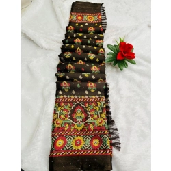 Generic Women's Chiffon Printed Saree With Unstitched Blouse (Mehendi, 5-5 Mtrs)