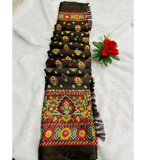 Generic Women's Chiffon Printed Saree With Unstitched Blouse (Mehendi, 5-5 Mtrs)