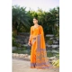 Generic Women's Crepe Printed Saree With Unstitched Blouse (Orange, 5-5 Mtrs)