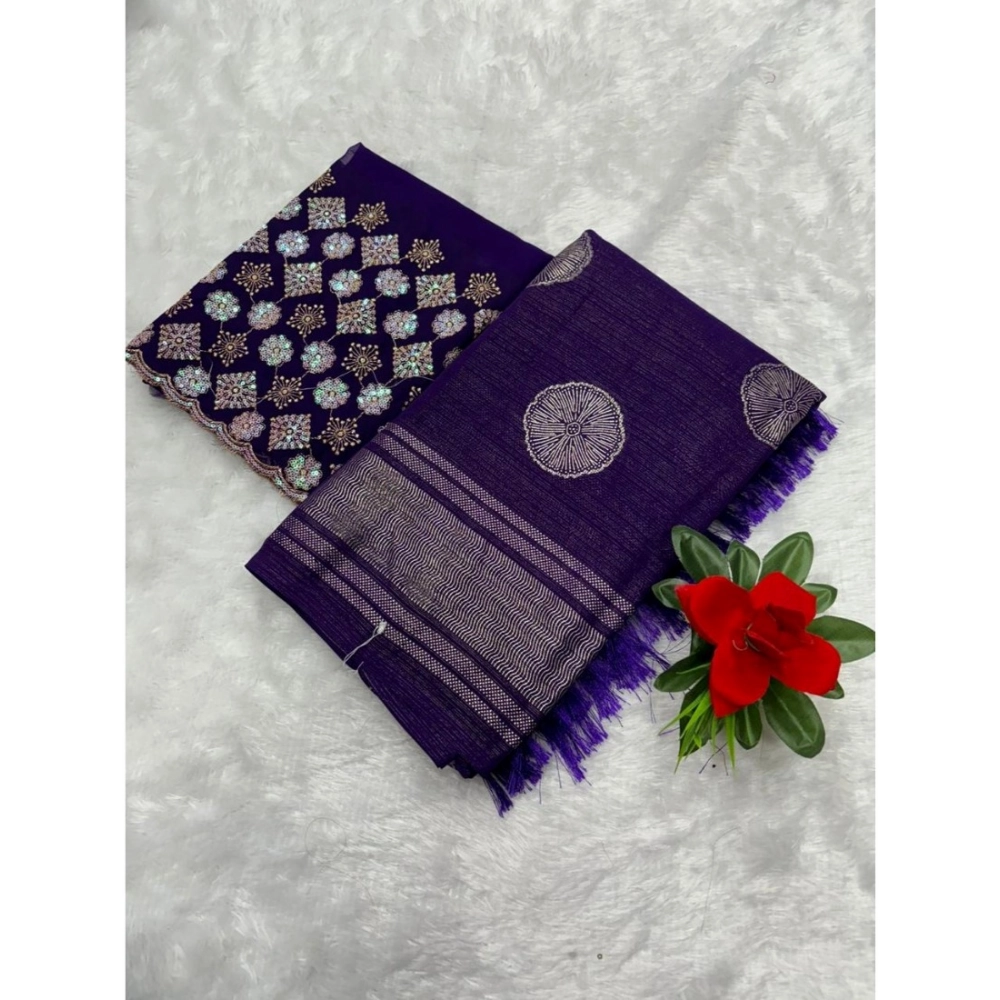 Generic Women's Georgette Printed Saree With Unstitched Blouse (Purple, 5-5 Mtrs) Generic Women's Georgette Printed Saree With Unstitched Blouse (Purple, 5-5 Mtrs)