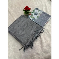 Generic Women's Georgette Embellished Saree With Unstitched Blouse (Grey, 5-5 Mtrs)