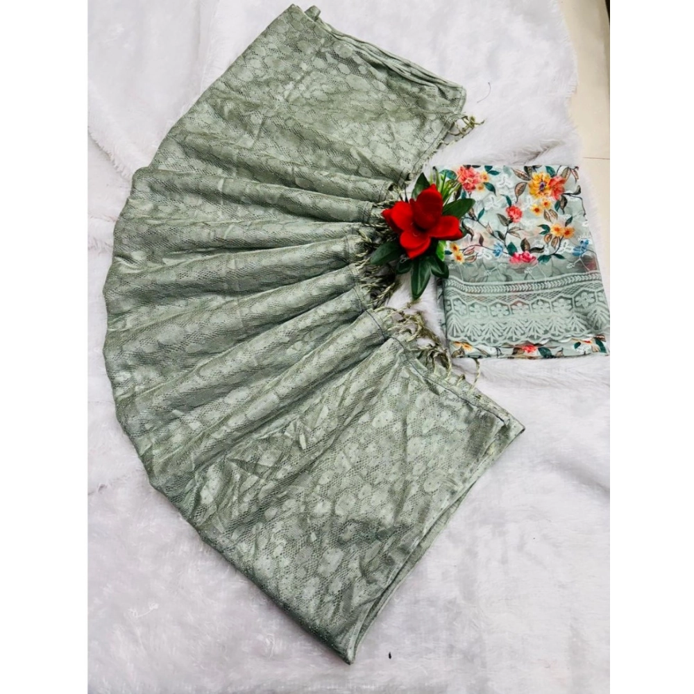 Generic Women's Georgette Embellished Saree With Unstitched Blouse (Lightgreen, 5-5 Mtrs) Generic Women's Georgette Embellished Saree With Unstitched Blouse (Lightgreen, 5-5 Mtrs)