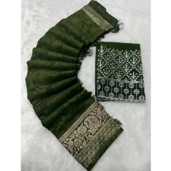 Generic Women's Georgette Printed Saree With Unstitched Blouse (Green, 5-5 Mtrs)