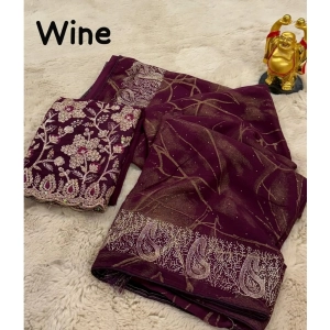 Generic Women's Georgette Printed Saree With Unstitched Blouse (Magenta, 5-5 Mtrs)