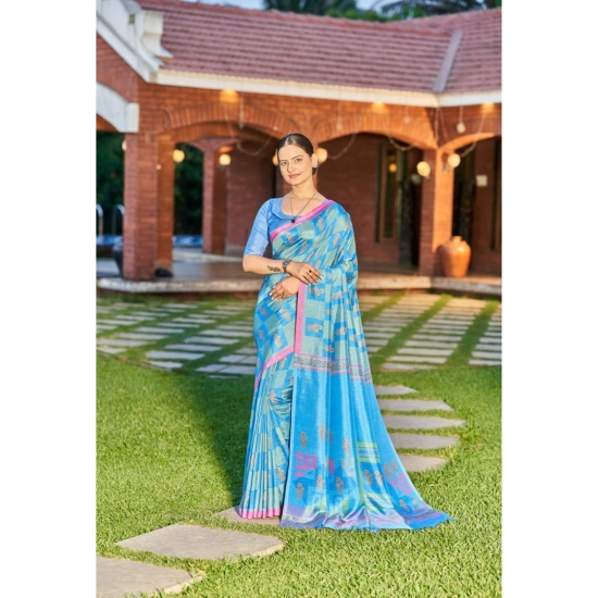 Generic Women's Crepe Printed Saree With Unstitched Blouse (Blue, 5-5 Mtrs) Generic Women's Crepe Printed Saree With Unstitched Blouse (Blue, 5-5 Mtrs)