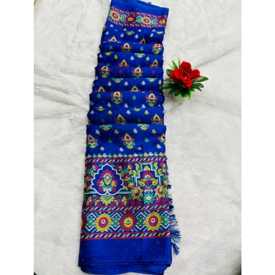 Generic Women's Chiffon Printed Saree With Unstitched Blouse (Blue, 5-5 Mtrs) Generic Women's Chiffon Printed Saree With Unstitched Blouse (Blue, 5-5 Mtrs)