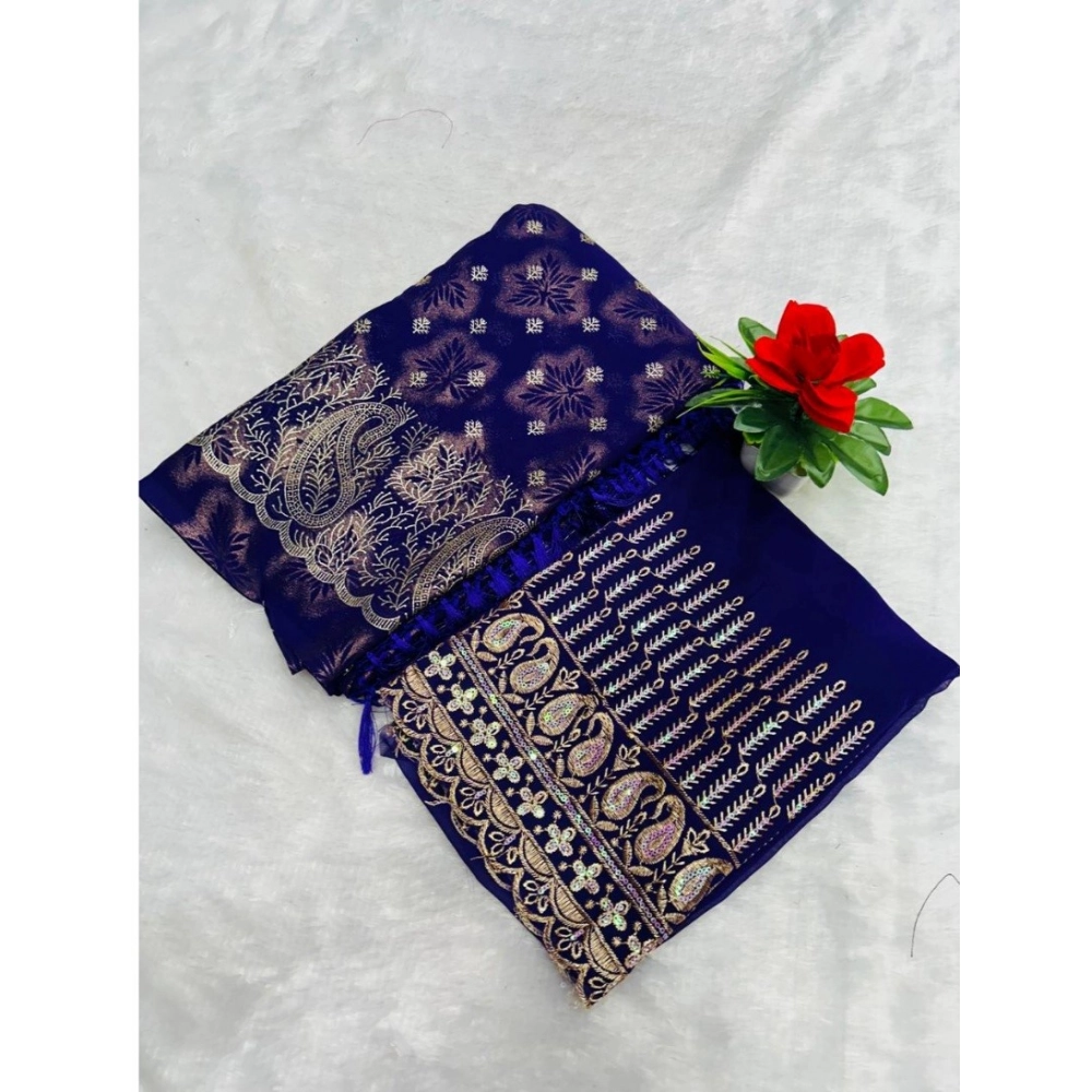 Generic Women's Georgette Printed Saree With Unstitched Blouse (Purple, 5-5 Mtrs) Generic Women's Georgette Printed Saree With Unstitched Blouse (Purple, 5-5 Mtrs)