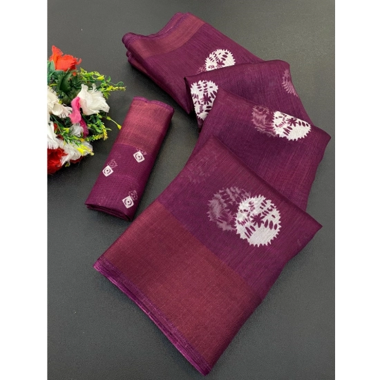 Generic Women's Cotton Blend Printed Saree With Unstitched Blouse (Lavendar, 5-5 Mtrs) Generic Women's Cotton Blend Printed Saree With Unstitched Blouse (Lavendar, 5-5 Mtrs)