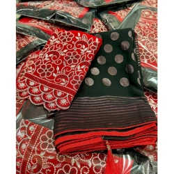 Generic Women's Georgette Printed Saree With Unstitched Blouse (Green, 5-5 Mtrs)