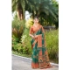Generic Women's Crepe Printed Saree With Unstitched Blouse (Dark Green, 5-5 Mtrs)