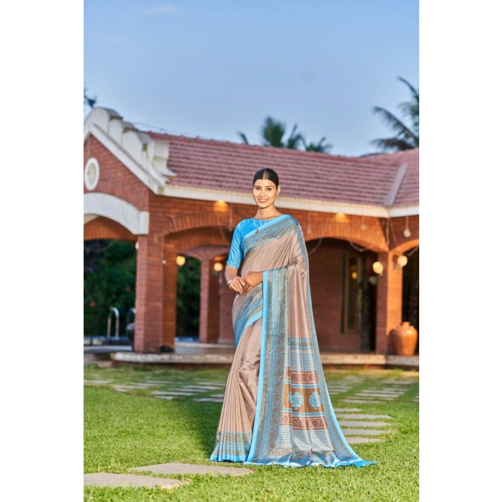 Generic Women's Crepe Printed Saree With Unstitched Blouse (Multicolor, 5-5 Mtrs) Generic Women's Crepe Printed Saree With Unstitched Blouse (Multicolor, 5-5 Mtrs)