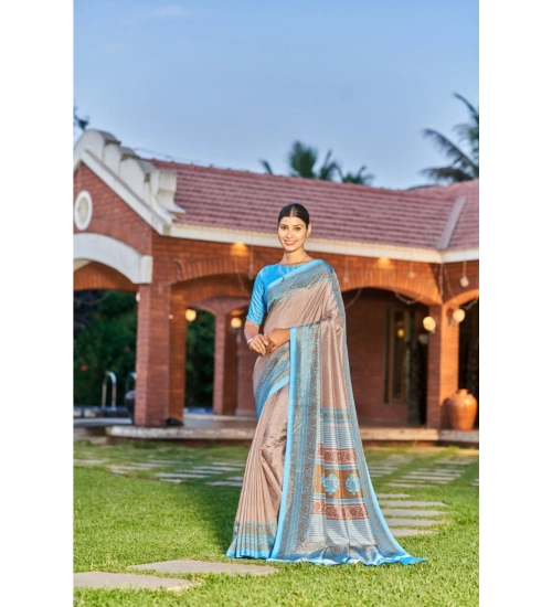 Generic Women's Crepe Printed Saree With Unstitched Blouse (Multicolor, 5-5 Mtrs)