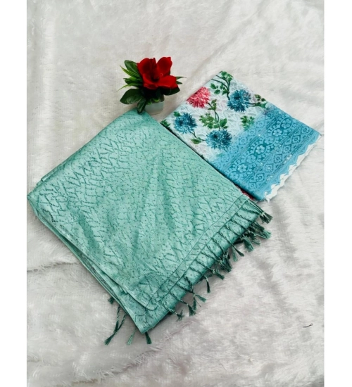 Generic Women's Georgette Embellished Saree With Unstitched Blouse (Skyblue, 5-5 Mtrs)