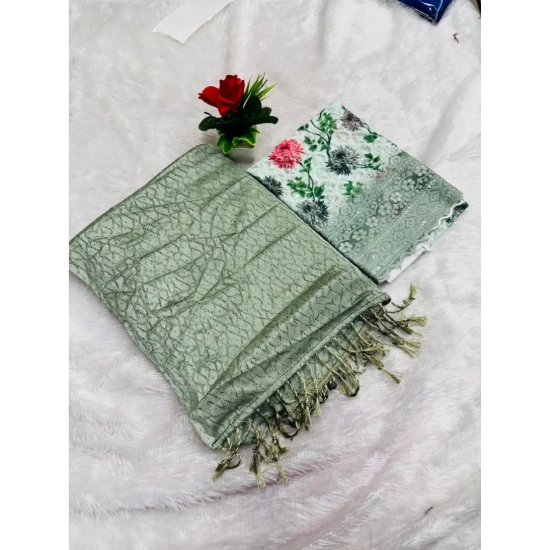 Generic Women's Georgette Embellished Saree With Unstitched Blouse (Mehendi, 5-5 Mtrs)