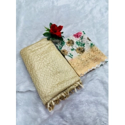 Generic Women's Georgette Embellished Saree With Unstitched Blouse (Yellow, 5-5 Mtrs)