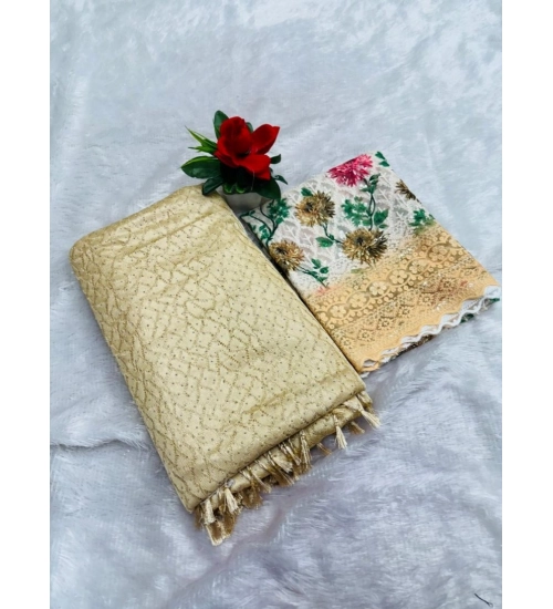 Generic Women's Georgette Embellished Saree With Unstitched Blouse (Yellow, 5-5 Mtrs)