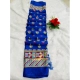 Generic Women's Silk Blend Printed Saree With Unstitched Blouse (Blue, 5-5 Mtrs)