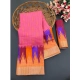 Generic Women's Cotton Blend Printed Saree With Unstitched Blouse (Pink, 5-5 Mtrs)