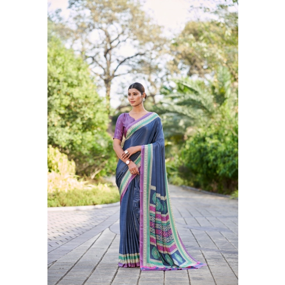 Generic Women's Crepe Printed Saree With Unstitched Blouse (Multicolor, 5-5 Mtrs) Generic Women's Crepe Printed Saree With Unstitched Blouse (Multicolor, 5-5 Mtrs)