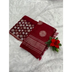 Generic Women's Georgette Printed Saree With Unstitched Blouse (Red, 5-5 Mtrs)