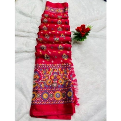 Generic Women's Chiffon Printed Saree With Unstitched Blouse (Pink, 5-5 Mtrs)