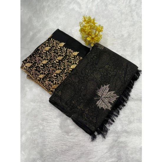 Generic Women's Georgette Printed Saree With Unstitched Blouse (Black, 5-5 Mtrs) Generic Women's Georgette Printed Saree With Unstitched Blouse (Black, 5-5 Mtrs)