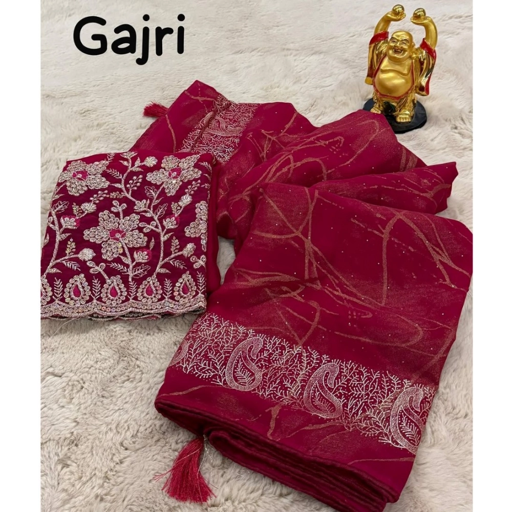 Generic Women's Georgette Printed Saree With Unstitched Blouse (Pink, 5-5 Mtrs) Generic Women's Georgette Printed Saree With Unstitched Blouse (Pink, 5-5 Mtrs)