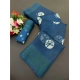 Generic Women's Cotton Blend Printed Saree With Unstitched Blouse (Blue, 5-5 Mtrs)