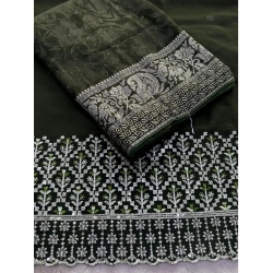 Generic Women's Georgette Printed Saree With Unstitched Blouse (Green, 5-5 Mtrs)